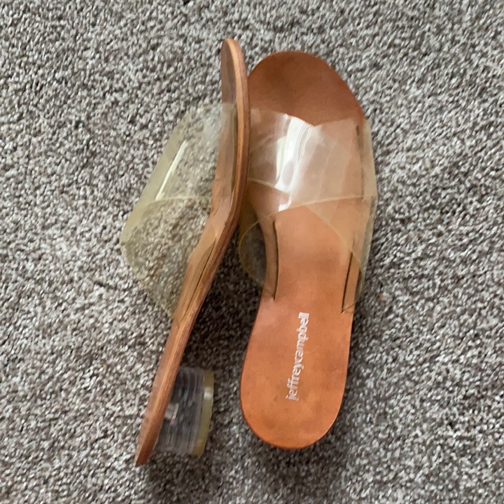 Jeffrey Campbell clear low heeled slides 8